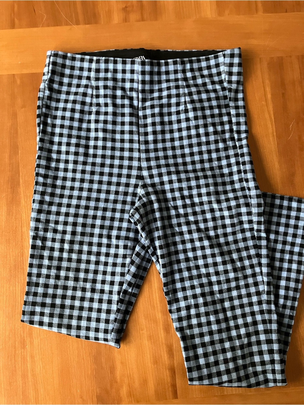 Zara Blue and Black Gingham Kids Leggings